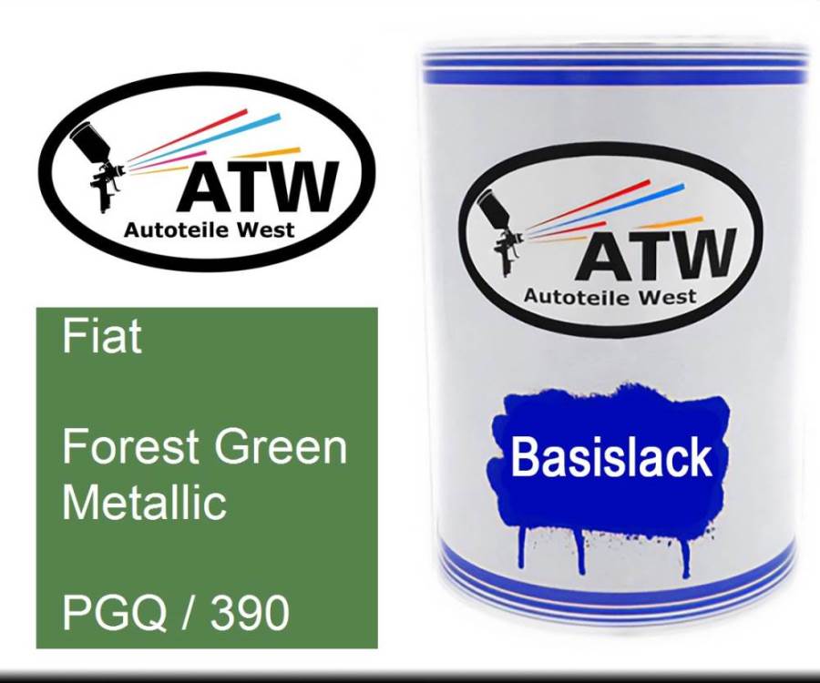 Fiat, Forest Green Metallic, PGQ / 390: 500ml Lackdose, von ATW Autoteile West.
